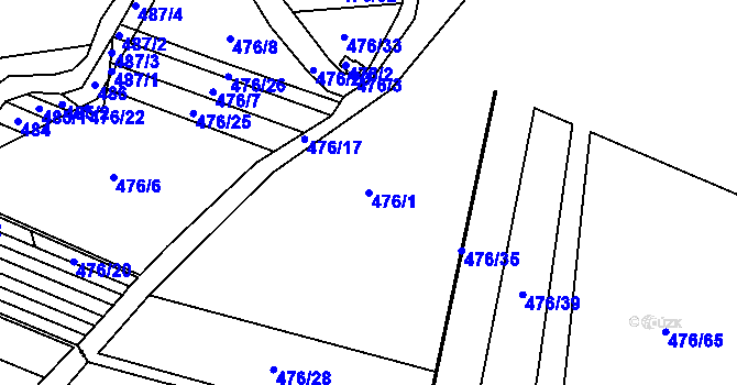 Parcela st. 476/1 v KÚ Zábřeh u Hlučína, Katastrální mapa