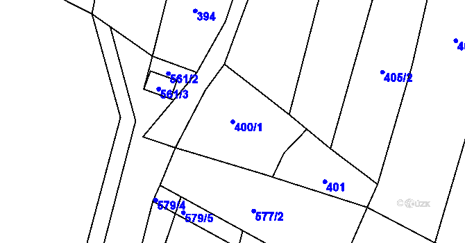 Parcela st. 400/1 v KÚ Zábřeh u Hlučína, Katastrální mapa