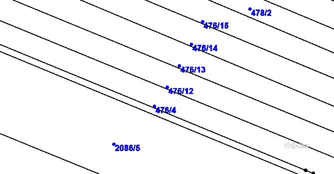 Parcela st. 476/12 v KÚ Zábřeh u Hlučína, Katastrální mapa