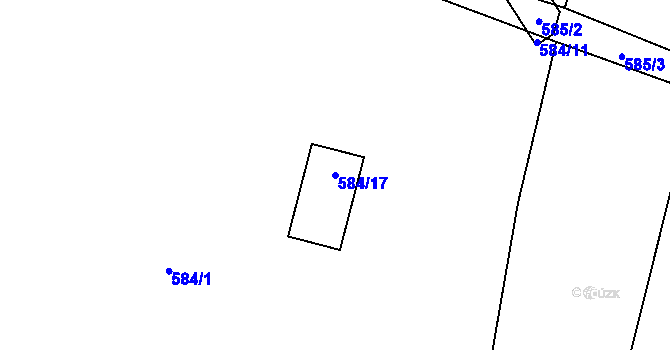 Parcela st. 584/17 v KÚ Zábřeh u Hlučína, Katastrální mapa