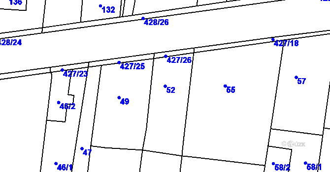 Parcela st. 52 v KÚ Zábřeh u Hlučína, Katastrální mapa