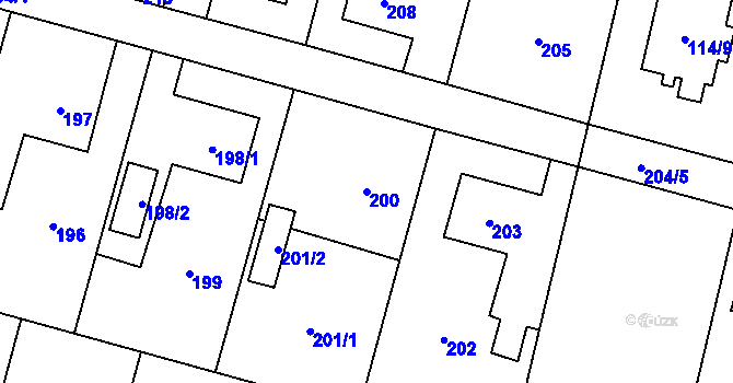 Parcela st. 200 v KÚ Zábřeh u Hlučína, Katastrální mapa