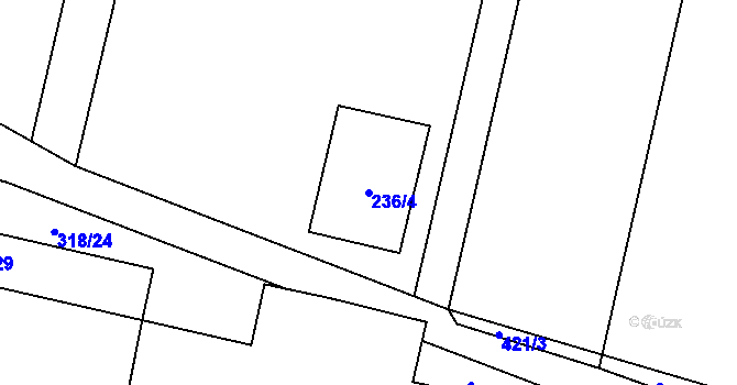 Parcela st. 236/4 v KÚ Zábřeh u Hlučína, Katastrální mapa