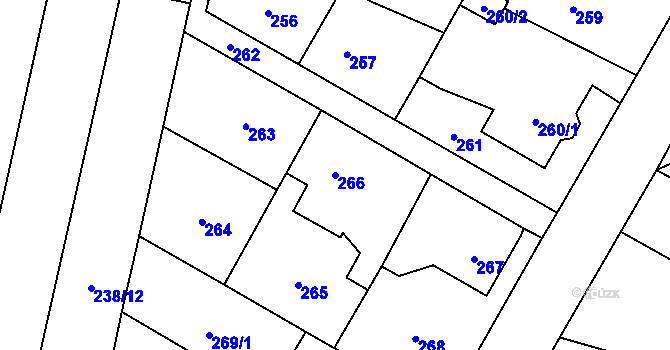 Parcela st. 266 v KÚ Zábřeh u Hlučína, Katastrální mapa