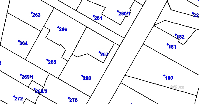 Parcela st. 267 v KÚ Zábřeh u Hlučína, Katastrální mapa
