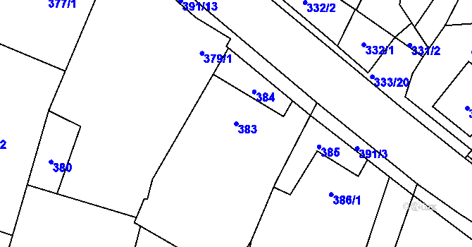 Parcela st. 383 v KÚ Zábřeh u Hlučína, Katastrální mapa