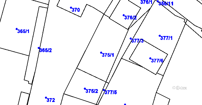 Parcela st. 375/1 v KÚ Zábřeh u Hlučína, Katastrální mapa