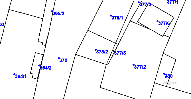 Parcela st. 375/2 v KÚ Zábřeh u Hlučína, Katastrální mapa