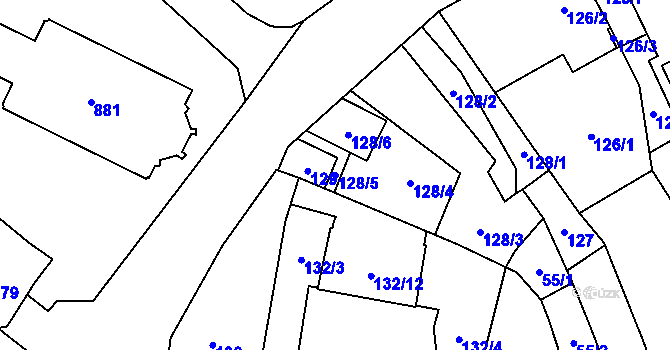 Parcela st. 128/5 v KÚ Zábřeh na Moravě, Katastrální mapa