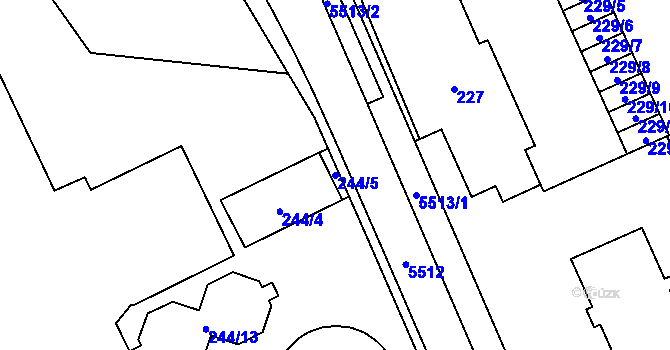 Parcela st. 244/5 v KÚ Zábřeh na Moravě, Katastrální mapa