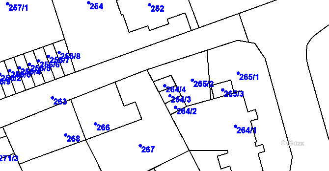 Parcela st. 264/4 v KÚ Zábřeh na Moravě, Katastrální mapa