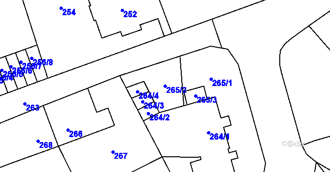 Parcela st. 265/2 v KÚ Zábřeh na Moravě, Katastrální mapa