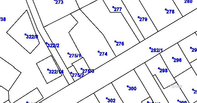 Parcela st. 274 v KÚ Zábřeh na Moravě, Katastrální mapa