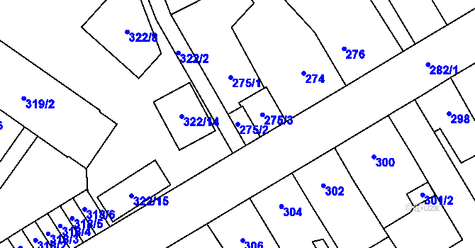 Parcela st. 275/2 v KÚ Zábřeh na Moravě, Katastrální mapa