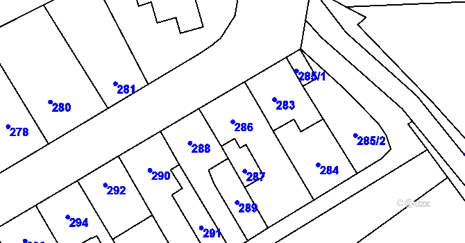 Parcela st. 286 v KÚ Zábřeh na Moravě, Katastrální mapa