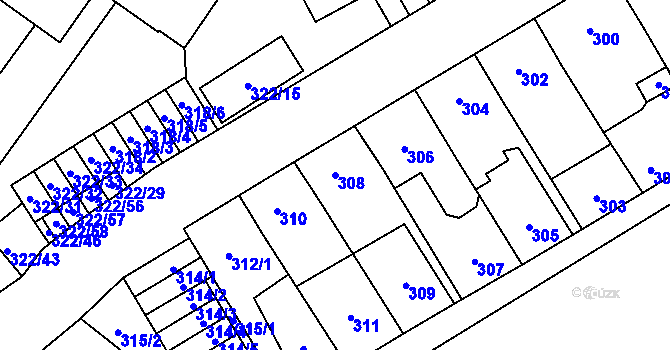 Parcela st. 308 v KÚ Zábřeh na Moravě, Katastrální mapa