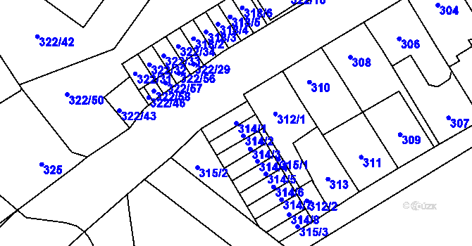 Parcela st. 314/1 v KÚ Zábřeh na Moravě, Katastrální mapa