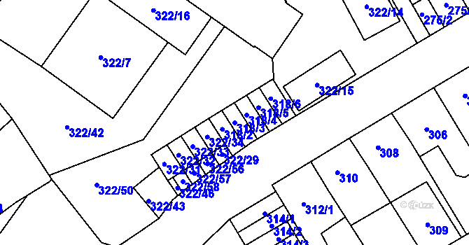 Parcela st. 318/3 v KÚ Zábřeh na Moravě, Katastrální mapa