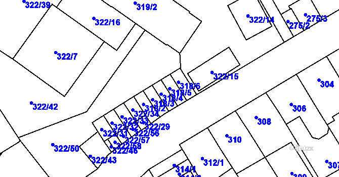 Parcela st. 318/5 v KÚ Zábřeh na Moravě, Katastrální mapa