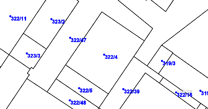 Parcela st. 322/4 v KÚ Zábřeh na Moravě, Katastrální mapa