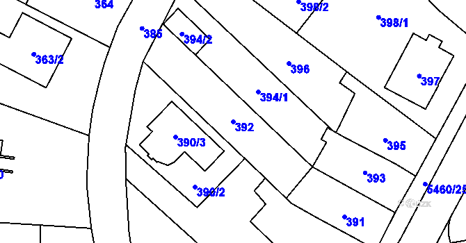 Parcela st. 392 v KÚ Zábřeh na Moravě, Katastrální mapa