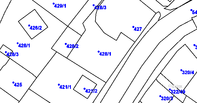 Parcela st. 428/1 v KÚ Zábřeh na Moravě, Katastrální mapa