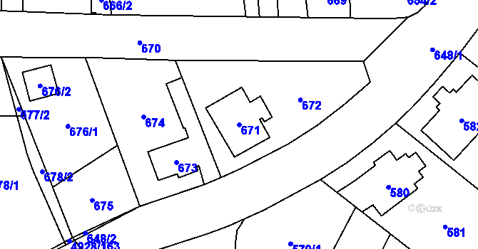 Parcela st. 671 v KÚ Zábřeh na Moravě, Katastrální mapa