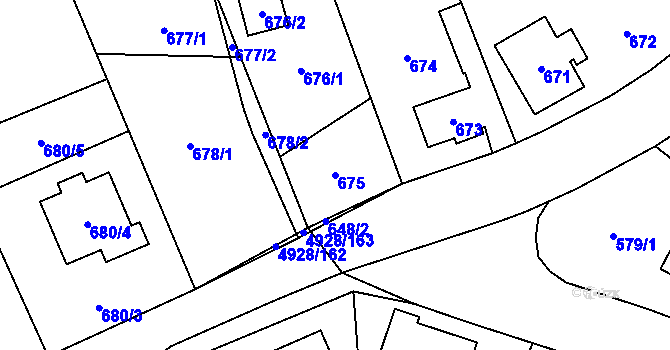 Parcela st. 675 v KÚ Zábřeh na Moravě, Katastrální mapa