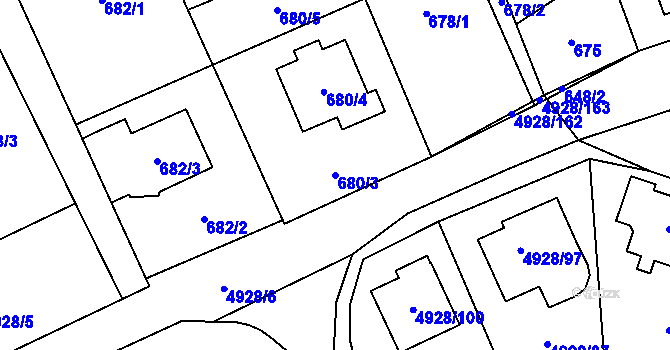 Parcela st. 680/3 v KÚ Zábřeh na Moravě, Katastrální mapa