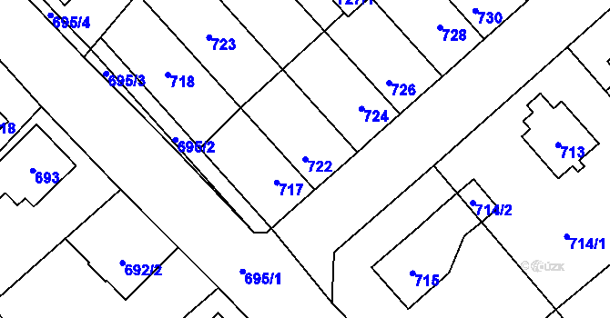Parcela st. 722 v KÚ Zábřeh na Moravě, Katastrální mapa