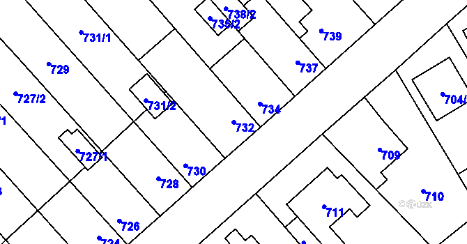 Parcela st. 732 v KÚ Zábřeh na Moravě, Katastrální mapa