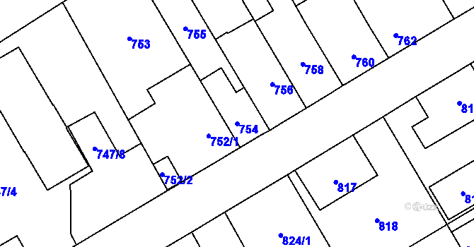Parcela st. 754 v KÚ Zábřeh na Moravě, Katastrální mapa