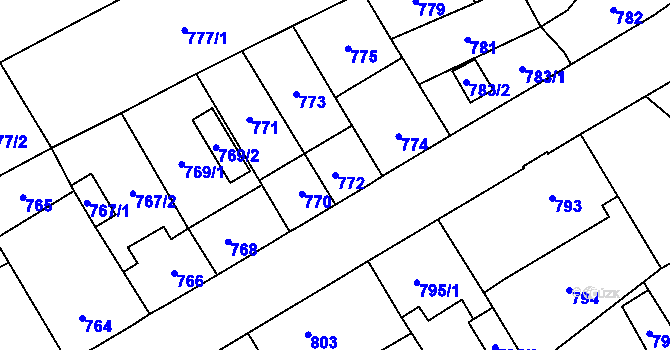 Parcela st. 772 v KÚ Zábřeh na Moravě, Katastrální mapa
