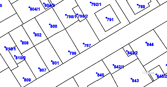 Parcela st. 797 v KÚ Zábřeh na Moravě, Katastrální mapa