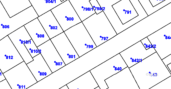 Parcela st. 799 v KÚ Zábřeh na Moravě, Katastrální mapa