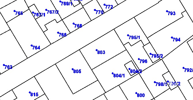 Parcela st. 803 v KÚ Zábřeh na Moravě, Katastrální mapa