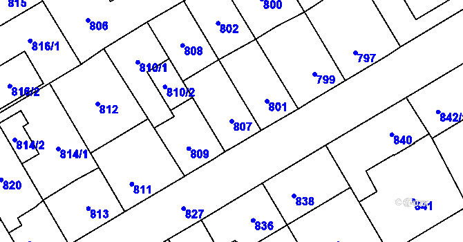 Parcela st. 807 v KÚ Zábřeh na Moravě, Katastrální mapa