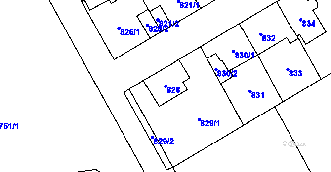 Parcela st. 828 v KÚ Zábřeh na Moravě, Katastrální mapa
