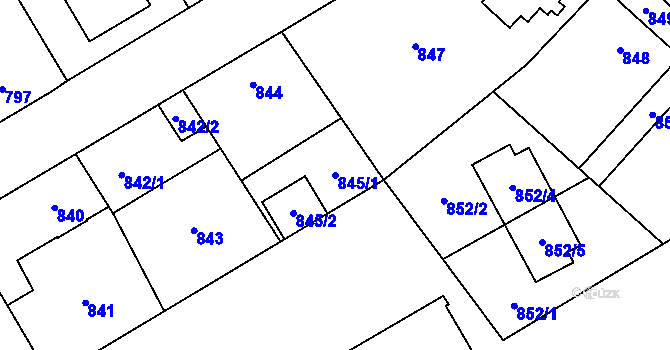 Parcela st. 845/1 v KÚ Zábřeh na Moravě, Katastrální mapa