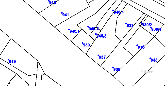 Parcela st. 939 v KÚ Zábřeh na Moravě, Katastrální mapa