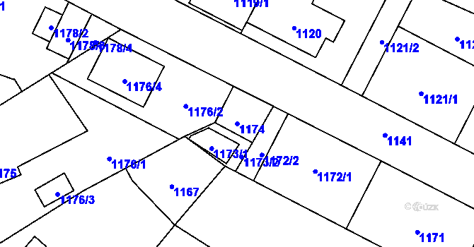 Parcela st. 1174 v KÚ Zábřeh na Moravě, Katastrální mapa