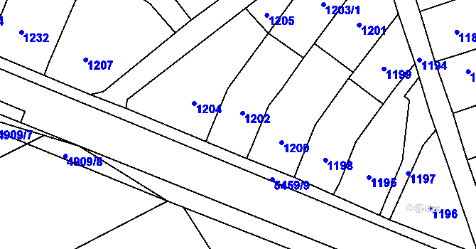 Parcela st. 1202 v KÚ Zábřeh na Moravě, Katastrální mapa