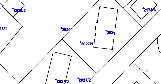 Parcela st. 2027/1 v KÚ Zábřeh na Moravě, Katastrální mapa