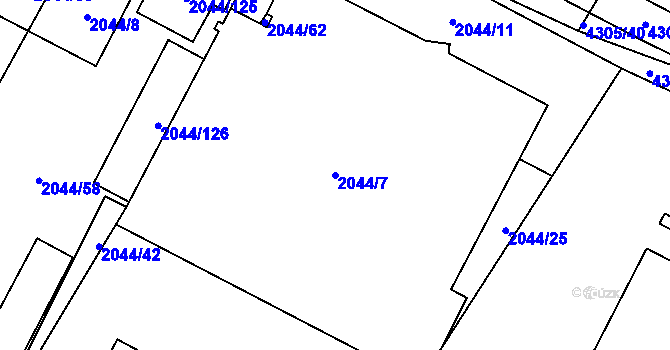 Parcela st. 2044/7 v KÚ Zábřeh na Moravě, Katastrální mapa