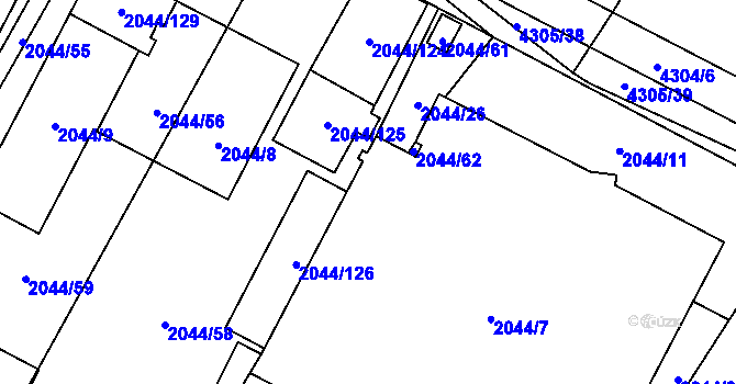 Parcela st. 2044/27 v KÚ Zábřeh na Moravě, Katastrální mapa