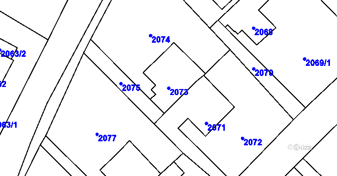 Parcela st. 2073 v KÚ Zábřeh na Moravě, Katastrální mapa