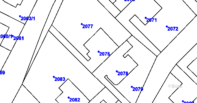 Parcela st. 2076 v KÚ Zábřeh na Moravě, Katastrální mapa