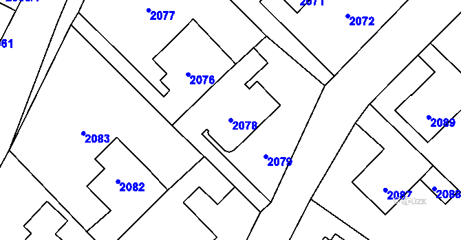 Parcela st. 2078 v KÚ Zábřeh na Moravě, Katastrální mapa