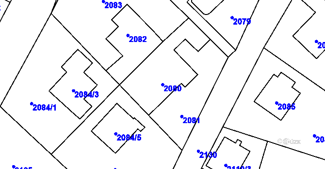 Parcela st. 2080 v KÚ Zábřeh na Moravě, Katastrální mapa