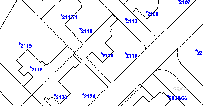 Parcela st. 2114 v KÚ Zábřeh na Moravě, Katastrální mapa